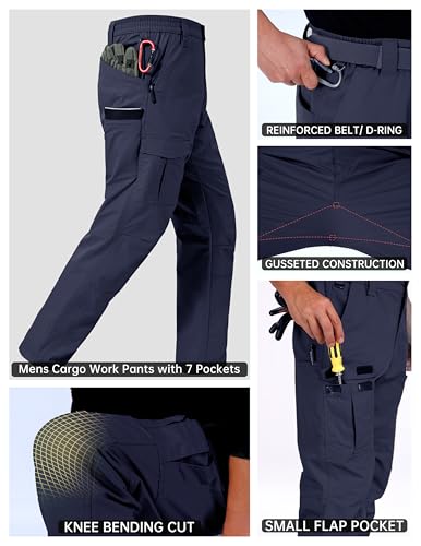 Image of CNBQDD Mens Work Pants Ripstop Waterproof Cargo Pants for Men with 7 Pockets Tactical Hiking Pants