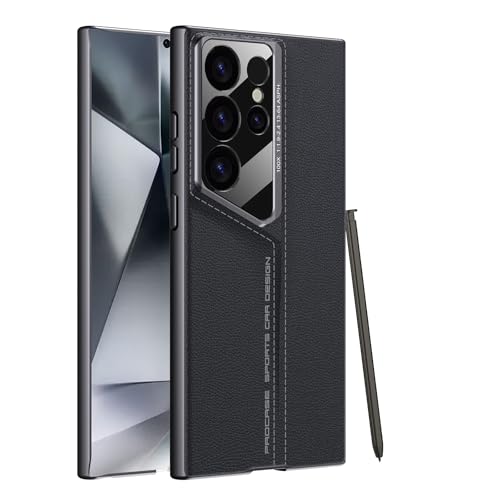 COQUE Case for Samsung Galaxy S24 Ultra Protective Cover,Blade Vegan Skin,Scrub Skin Feel 360° Full Coverage,Wireless Charging Compatible Case for Samsung Galaxy S24 Ultra-Black