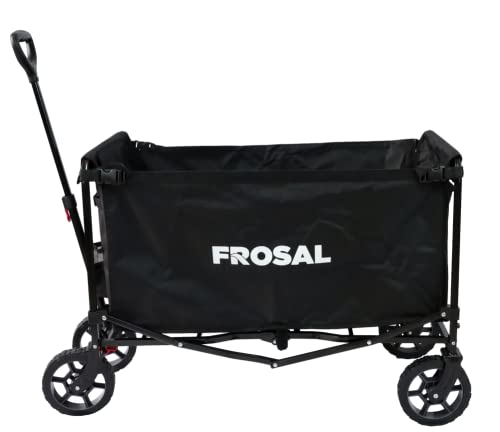 FROSAL Bollerwagen Bruno schwarz faltbar | Transportwagen für Hunde mit leichtem Einstieg