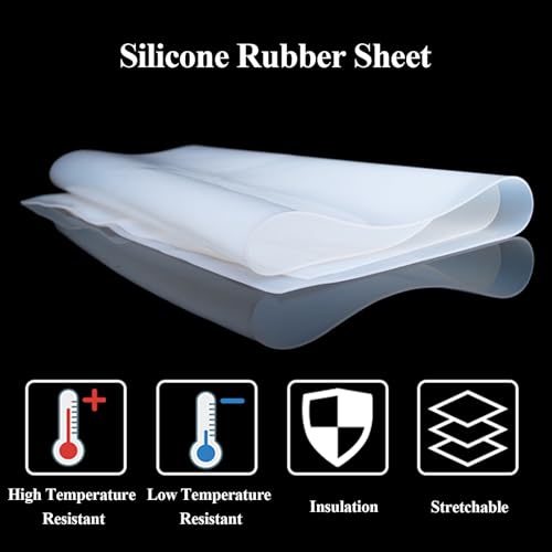 DFDPAXL 2 Pcs Silicone Rubber Sheet 300×300Mm, Translucent Flexible Silicone Mat Thickness 0.5-3Mm for Machinery and Equipment,300×300×0.5mm