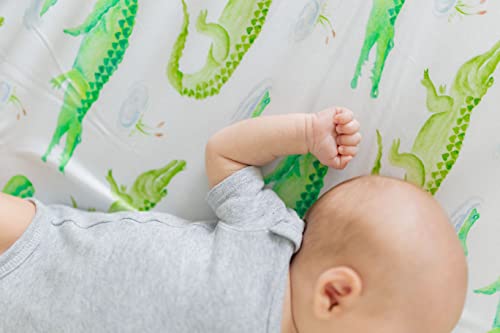 Alligator Fitted Crib Sheet, Made From Viscose From Bamboo And Spandex Material, Fits Standard Crib And Toddler Mattresses, By Florida Kid Co. #TOP5