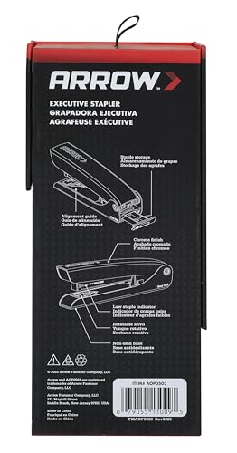 Arrow Executive Stapler, Metal Full-Strip Desk Stapler, 25-Sheet Capacity, Rear Staple Storage, Dual-Mode Anvil, Non-Slip Base, for Office and School Use - Image 4