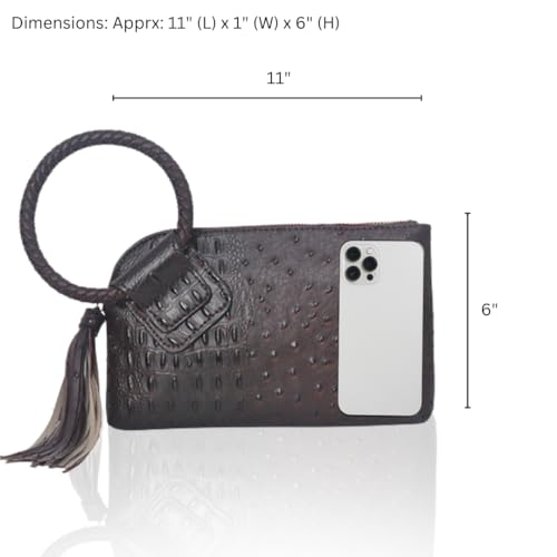 Image of NGIL Faux Leather Mini Wristlet Purse | Women's Handbag, Fashion Wristlet Wallet, Compact Everyday Purse with Fringe Tassel