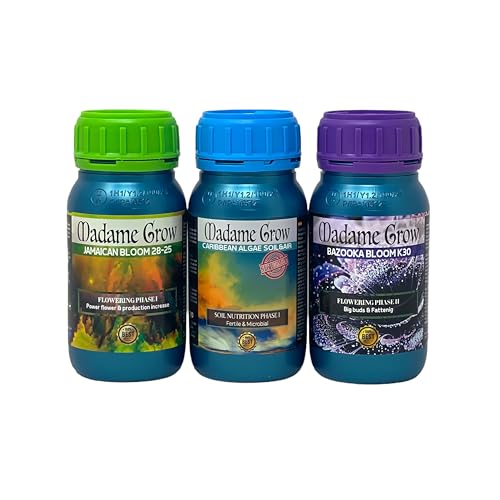 KIT MADEIRA - 3 x 250 ml - Fertilizantes Orgánicos - Abono de Algas, PK de Floración y Engordador de Cogollos - Plantas Sanas - Cogollos Explosivos- Nutrientes Premium (250 ml)