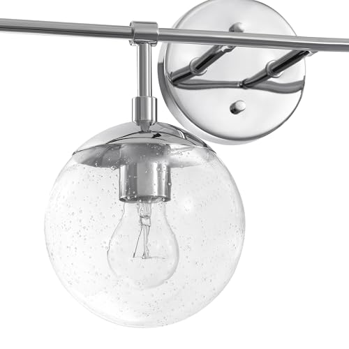 Image of Design House Gracelyn Polished Chrome 4-Light Bathroom Vanity Light, Clear Seedy Glass Globes, Dimmable, 31.5 in. W, 589101-PC