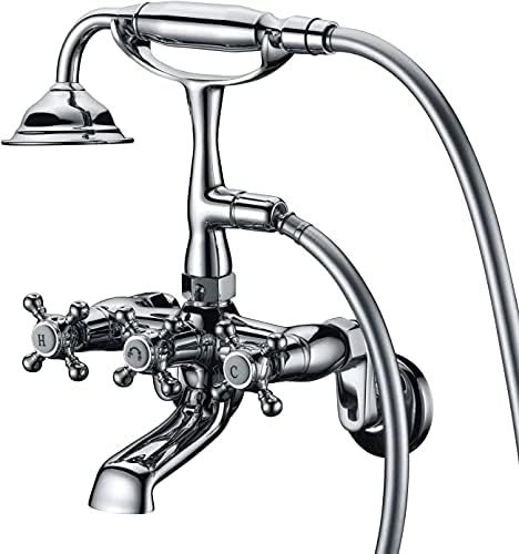 Sumerain Clawfoot Tub Faucet,3-Inch to 9-Inch Wall Mount Tub Faucets with Hand Shower Chrome Finish