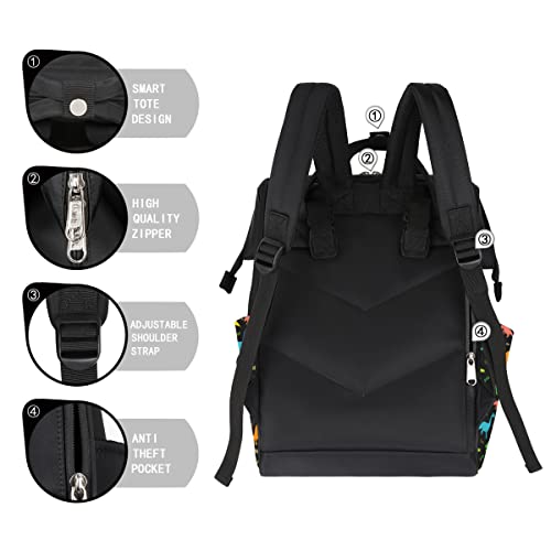 cfpolar Mochila de fraldas de dinossauro colorida, mochila de fraldas multifuncional de grande capac