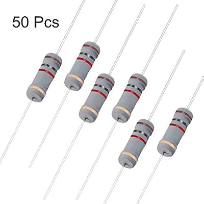 uxcell 50Pcs 1K Ohm Resistor, 2W 5% Tolerance Carbon Film Resistors, 4 Bands for DIY Electronic Projects and Experiments