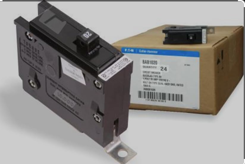 BAB1020 Quicklag Molded Case Circuit Breaker, 20A, 1 Pole, Bolt-On - Box of 24