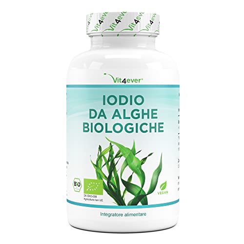 Bio Kelp (Iodio naturale) - 365 compresse ciascuna con 200µg di iodio da alghe marroni organiche - Senza additivi indesiderati - Altamente dosato - Vegan