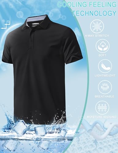 MAGNIVIT Mens Polo Shirts Short Sleeve Athletic Golf Shirts Moisture Wicking 3-Button Casual Cotton Collared Shirt4
