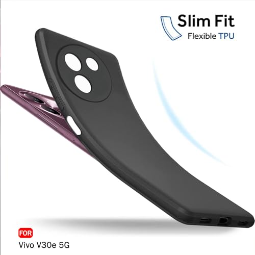 Image of TheGiftKart Sleek Back Cover Case for Vivo V30e 5G | Slim Fit Protective Design | Ultra Matte Finish | Camera Protection Bump | Soft Silicon Back Cover Case for Vivo V30e 5G (Silicone, Black)