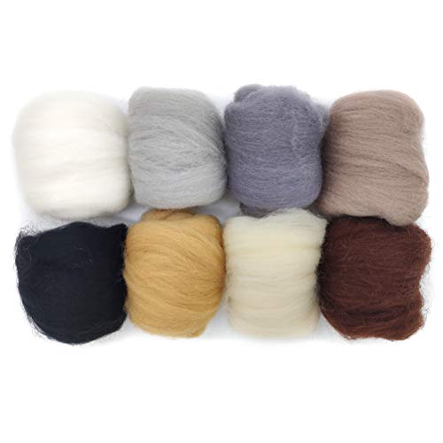 Artec360 8 Pack 10g Filzwolle Märchenwolle Roving filzen Nadelfilzen Super Soft Natural DIY Craft Total 80g (b) Cover