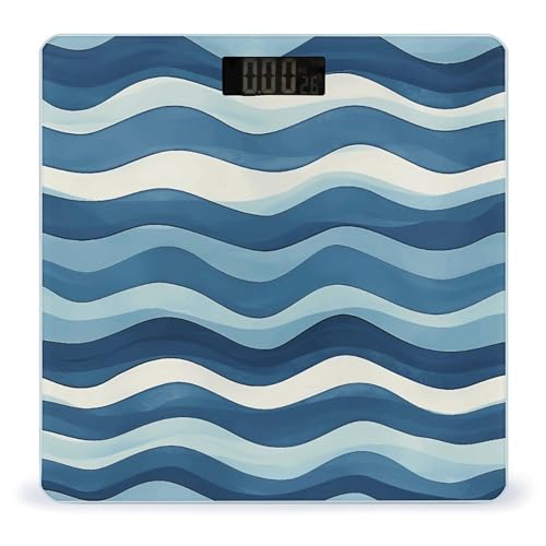 Báscula digital de baño con pantalla LED y plataforma de vidrio templado miniatura 1