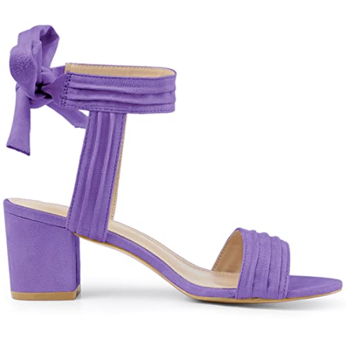 Image of Allegra K Women's Open Toe Ankle Tie Back Block Heels Sandals