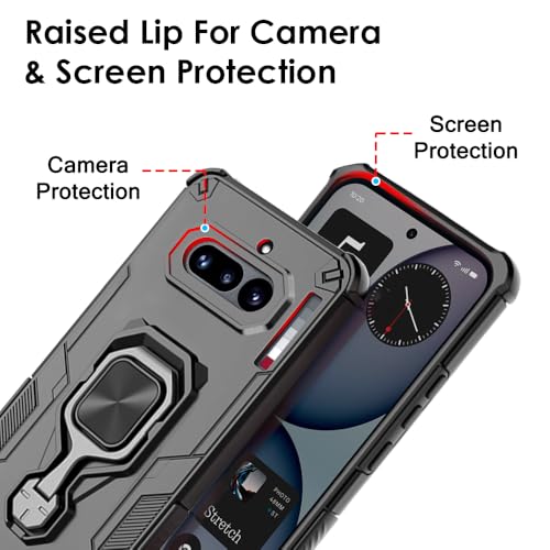 Image of TheGiftKart Tough Armor Bumper Back Case Cover for Nothing Phone 4a 5G | Ring Holder & Kickstand in-Built | 360 Degree Protection Back Case Cover for Nothing Phone 4a 5G (PC & TPU, Black)