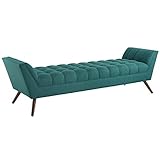 Modway Response Mid-Century Modern Bench Large Upholstered Fabric in Teal