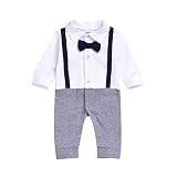 DaceStar Newborn Toddler Baby Boys Gentleman Jumpsuits One-Piece Romper Wedding Outfit Longe Sleeve