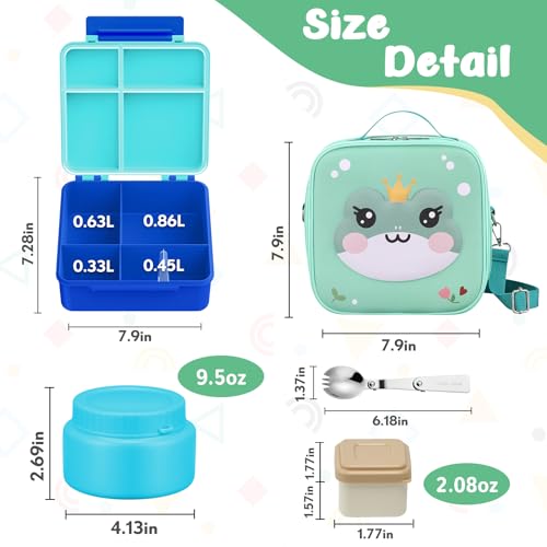 Image of Kids Bento Box - 4 Compartment, Leak-Proof, with Soup Thermo