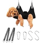 Lurowo Upgraded Pet Grooming Hammock, Dog Grooming Harness Kit with Adjustable Velcro, Grooming Kit for Dog Cat Bathing, Grooming, Nail Trimming, Claw Care (Black, S)