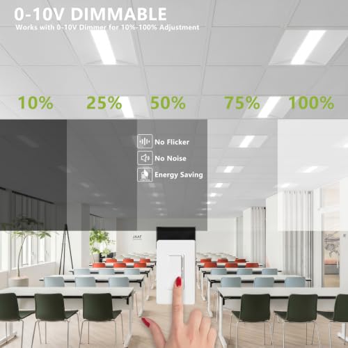 Image of Cortelco 2x2 LED Troffer Light,4 Colo Options 3000K-5000K,40W /35W /30W /25W /20W,Up to 6000 Lumens,0-10V Dimmable Drop Ceiling Panel,100-277V,ETL & DLC Listed,Commercial Grade,4 Pack
