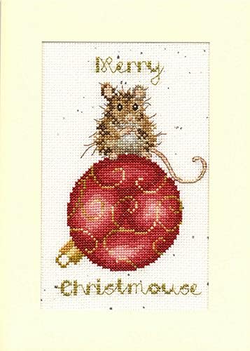 Bothy Threads Cross Stitch Christmas Card Kit - Merry Christmouse