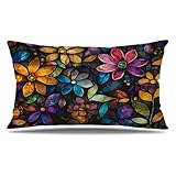 Kissenbezug Jahrgang Kissenbezüge 50x70 cm Blumen Samt Sofakissen, Rechteckige Dekokissen mit Verstecktem Reißverschluss Doppelseitig Gedruckt Couchkissen Lendenkissen, Herbst Deko Wohnzimmer Q9-167