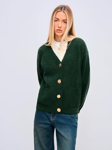 CIDER Oversized Cardigan Women V Neck Button Down Knit Sweater Oversized Wool-Blend Metal Button Cardigan4