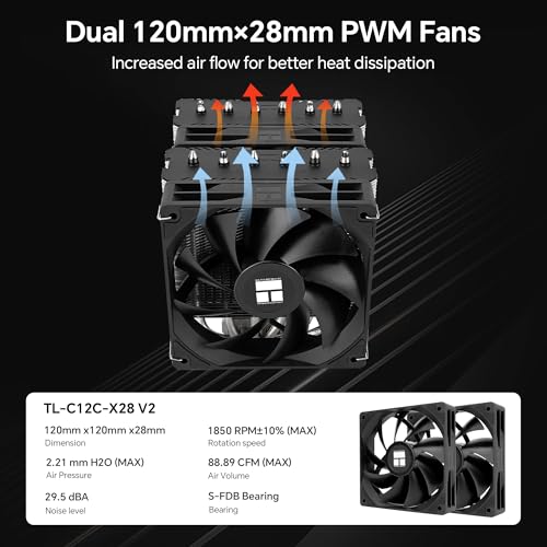 Image of Thermalright Peerless Assassin 120 SE V2 CPU Cooler, Dual Tower, 1850RPM | 6 Heat Pipes, Dual 120mm PWM Fans, for AMD AM4 /AM5 and Intel LGA1851 /1700