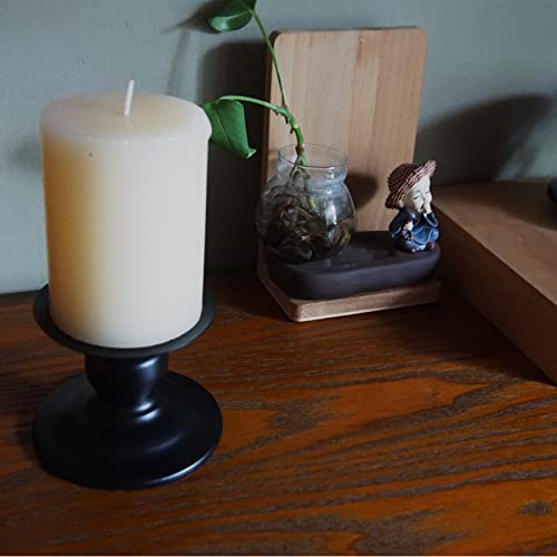 Young&L 2 Pcs Matte Black Candle Holders，Metal Decorative Candle Holders Ideal For Pillar Candles，Bedroom Living Room Fireplace,Wedding Decor, Home Decor Gifts Retro Candleholder #TOP2