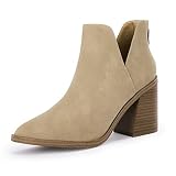FISACE Damen-Stiefeletten mit Rüschen, V-Ausschnitt, spitzer...