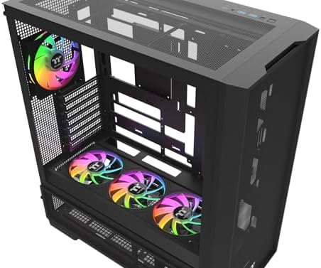 Thermaltake S380 TG ARGB Mid Tower Chassis Hidden Connector Compatible Tempered Glass Panel 360 mm Single Frame Fan System & 1 120 mm Fan Pre-Installed GPU Holder Black — 사진 2
