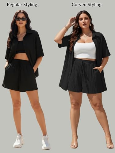 Image of Leriya Fashion Co-ord Set for Women Stylish Solid Poly Lycra Cotton | Textured Pyjama Set For Woman Travel Beach & Holiday Look | Oversized Loose Fit Trendy Top & Shorts for Summer Day Vacation