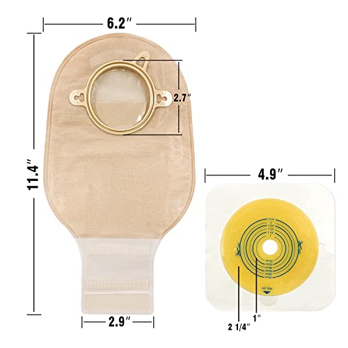 Carbou 21 Pcs Ostomy Supplies Colostomy Bags Two Piece Drainable Pouches With Closure 12", Ileostomy Stoma Care,Cut-To-Fit(15Pcs Bags+6Pcs Barrier) #TOP2