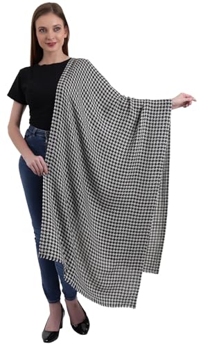 EH 100% Pure Cashmere scarf, stole Houndstooth, warm large buttery soft Pashmina3