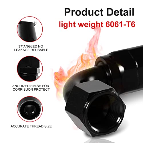 Image of 1PCS 4AN 90 Degree Swivel Hose End Fitting for Braided CPE Fuel Line Anodized Aluminum Alloy Black
