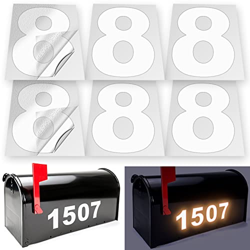 iSYFIX Reflective Vinyl Number 8 (Eight) Stickers, 3 Inch, 6 Pack
