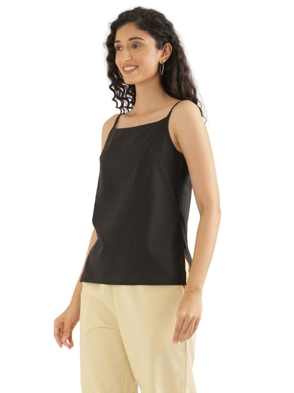 Image of SAADAA Women's 100% Cotton Camisole Top | Soft & Breathable Cambric Fabric | Adjustable Straps, Square Neckline | Comfortable All-Day Wear