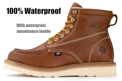 Image of SUREWAY 6 inch Wedge Moc Toe Work Boots for Men - Soft Toe, Premium Full-Grain Leather, Lightweight Work Boots /Shoes, Comfort Insole, Superior Oil /Slip Resistant, Real Goodyear, EH Rated Industrial