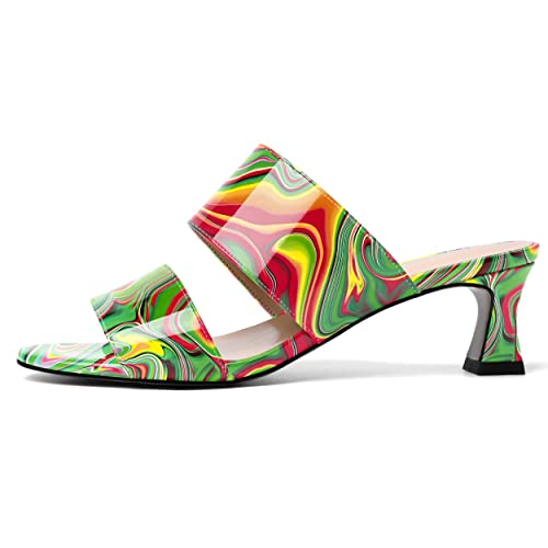 SKYSTERRY Women's Slip On Casual Patent Home Round Toe Open Toe Spool Low Heel Pumps Shoes 2 Inch2