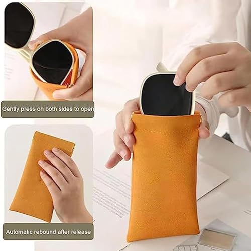 Personalized Snap Closure Leather Organizer Pouch, Soft Mini Travel Pouch Eyeglass, Pocket Cosmetic Bag (Mix-2)3