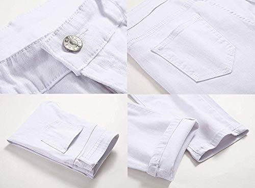 Calça jeans rasgada skinny com ajuste slim e zíper da Majirako, Branco, 14 Slim