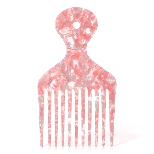 Ptwola Afrokamm Kunststoff Breite Zahn Haar Pick Lockenkamm Friseurkamm Friseur Styling Werkzeug für Frauen und Männer, Langes, Dickes, Lockiges Haar