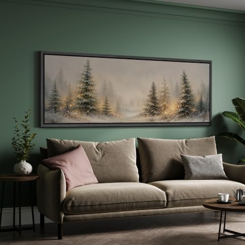 Image of MUDECOR Large Framed Canvas Print Wall Art Snowy Pine Art for Living Room