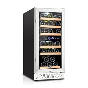 Tylza Mini Fridge 15 Inch Wine Cooler Under Counter, 30 Bottle Dual Zone Wine Fridge with Stainless Steel, Wine Refrigerator Freestanding, and Built-in Wine Cellars TYWC100