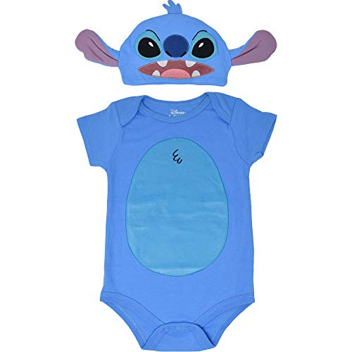 Disney Lilo & Stitch Baby Boys Short Sleeve Bodysuit Hat Set Blue 24 Months