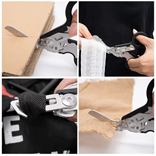 Marsrut 6 In 1 Emergency Response Shears With Strap Cutter And Glass Breaker Black With Molle Compatible Holster #TOP3