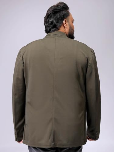 Image of Hardsoda by The Indian Garage Co Men Plus Size Comfort Fit Solid Single Breasted Knitted Blazer