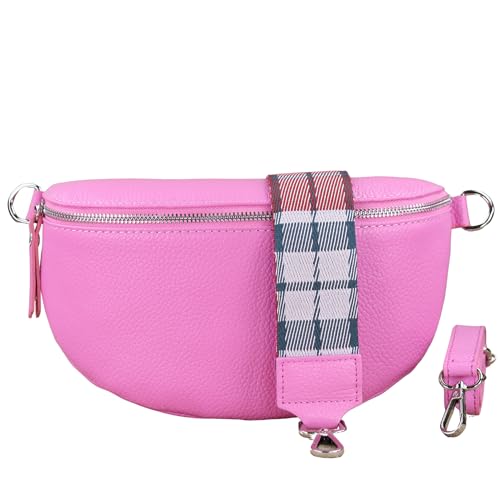 NURPELLE - Riñonera de Piel auténtica para Mujer - Elegante riñonera con cinturón Ancho extraíble/Ajustable - Bolso Cruzado para Mujer - Bolso Bandolera, versátil Bolsa para el día a