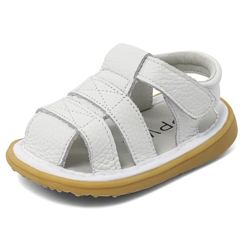 Cheerful Mario 0-3 Years Baby Boys Girls Sandals Toddler First Walking Shoes Summer Closed Toe Soft Sole White 4 UK Child